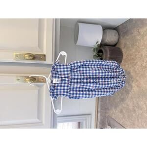 Carter's 6 Months Blue and White Gingham Sleeveless Baby Romper with Floral Accs